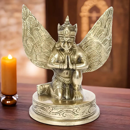 Brassaura™ Brass Garuda Idol – Height 3.2 Inches & Weight 1 Kgs | Temple Room & Worship Accent
