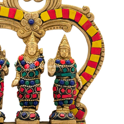 Brass Gem Stone Work Ram darbar Idol for Home and Decor Weight 1 Kg Height 17 cm