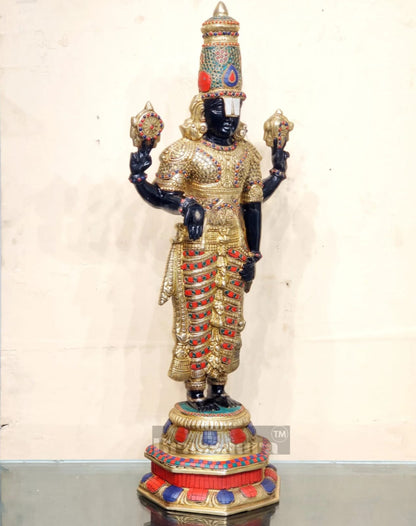 Brassaura™ Pure Brass Tirupati Balaji Idol – 33.5 Inches, 22 Kgs