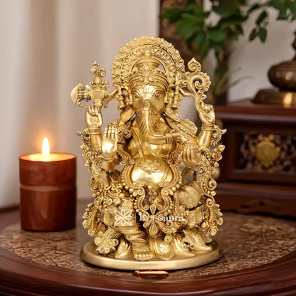 Brassaura™ Brass Ganesha Statue – “Harbinger of Joy” | Height 16.5 Inches & Weight 13 Kgs