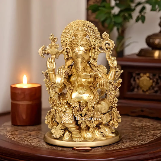 Brassaura™ Brass Ganesha Statue – “Harbinger of Joy” | Height 16.5 Inches & Weight 13 Kgs