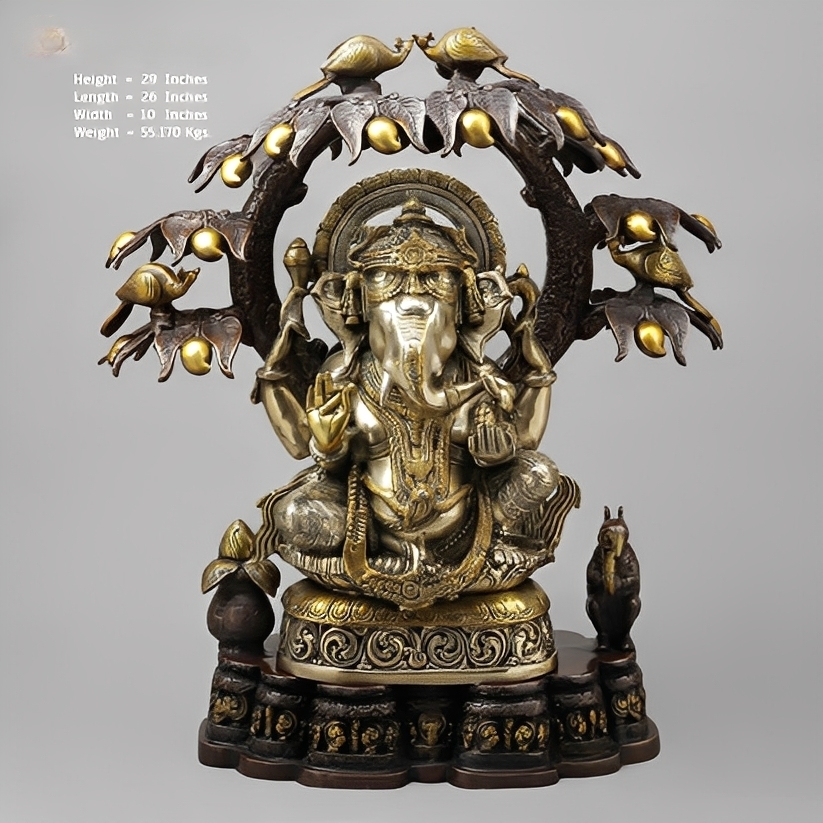 Handcrafted brass statue Ganesha Tree Statue 29 Inches