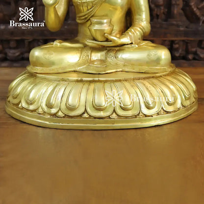 Brass Buddha For Home And Décor  Weight 32.66 kg Height 30 Inch