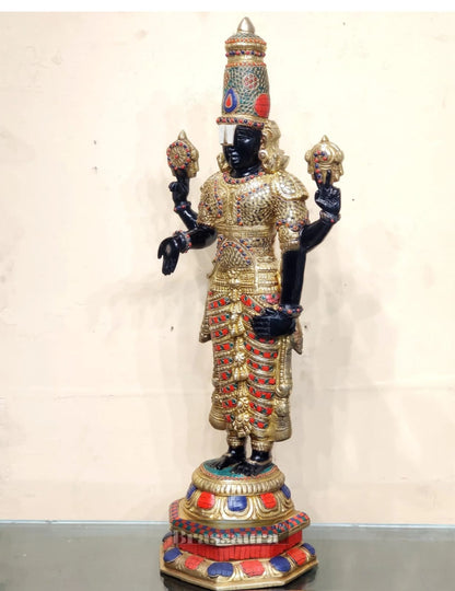 Brassaura™ Pure Brass Tirupati Balaji Idol – 33.5 Inches, 22 Kgs