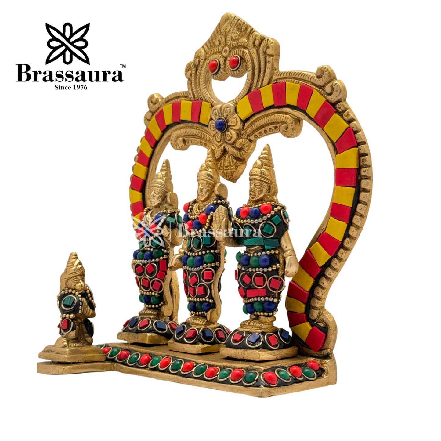 Brass Gem Stone Work Ram darbar Idol for Home and Decor Weight 1 Kg Height 17 cm