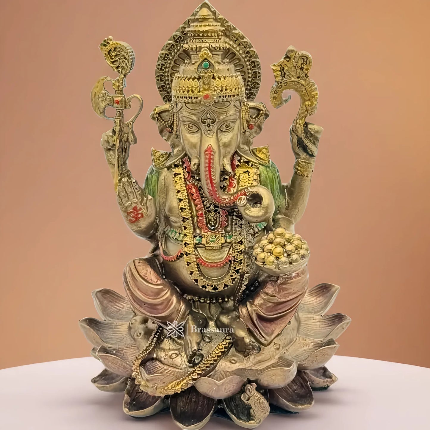 Brassaura™ Resin Ganesha Statue for Car Dashboard, Home and Decor | Weight 0.15 Kgs | Height 3.94 Inches