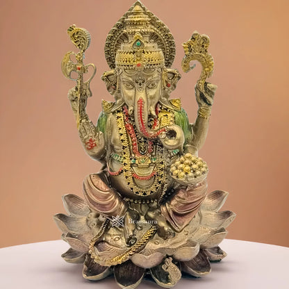Brassaura™ Resin Ganesha Statue for Car Dashboard, Home and Decor | Weight 0.15 Kgs | Height 3.94 Inches