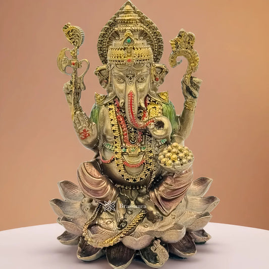 Brassaura™ Resin Ganesha Statue for Car Dashboard, Home and Decor | Weight 0.15 Kgs | Height 3.94 Inches
