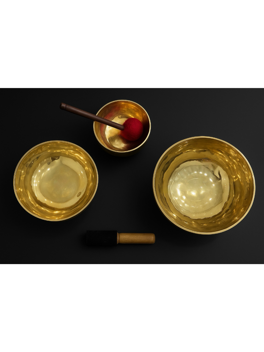 Brassaura® Sacred Trio 3 Chakra Singing Bowl Set with C, F & B Notes | Handcrafted Sound Healing Bowls | Root, Heart & Crown Chakra | Meditation & Yoga Sound Bowl Set