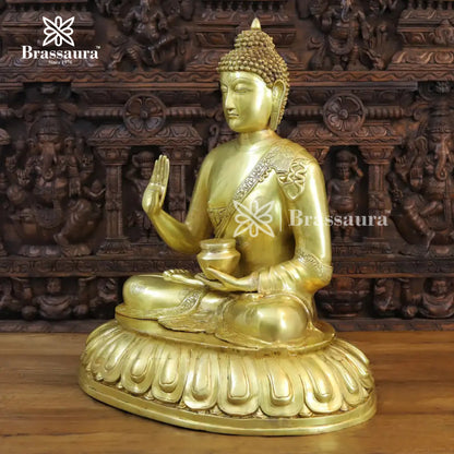 Brass Buddha For Home And Décor  Weight 32.66 kg Height 30 Inch