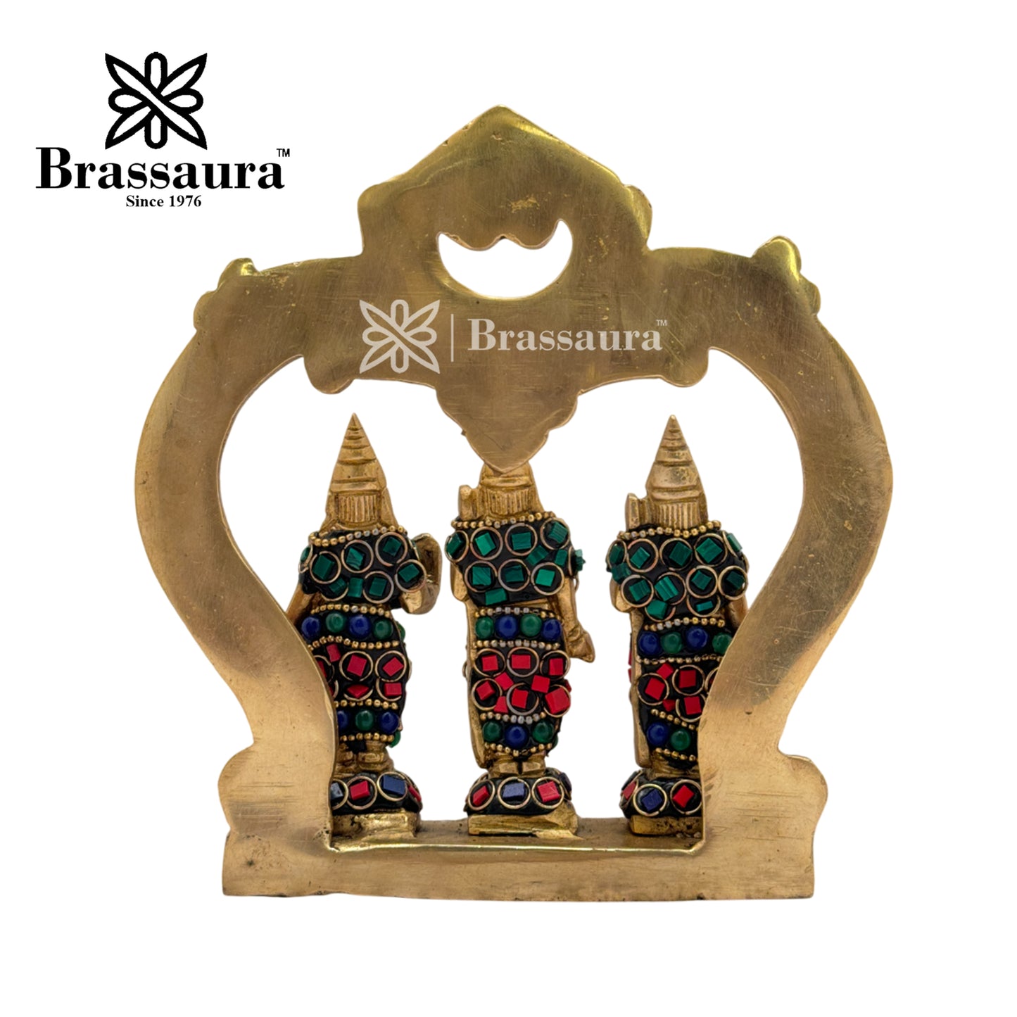 Brass Gem Stone Work Ram darbar Idol for Home and Decor Weight 1 Kg Height 17 cm