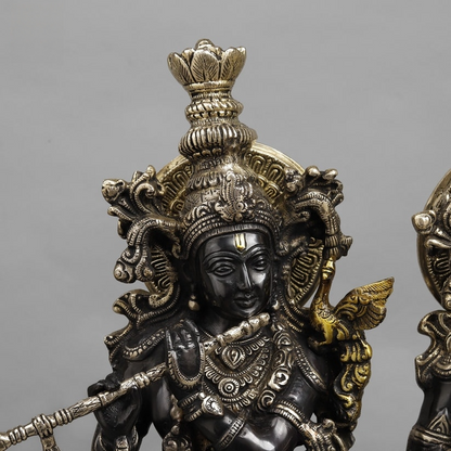 Brass Radha Krishna Statue Black finish 22.5” Inches
