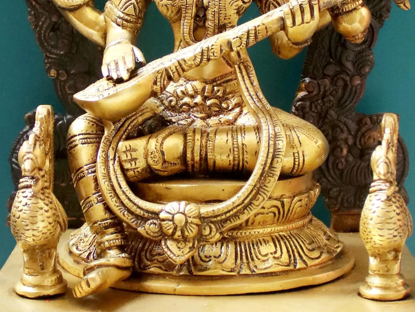 Brassaura® Brass Saraswati Statue | Height 20.47 Inches & Weight 13.53 kg