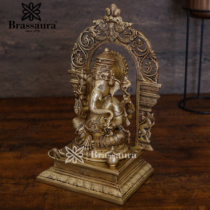 Brass Ganesha Statue For Home Decor And Gift Item Weight 9.5 Kg And Height 16 Inches