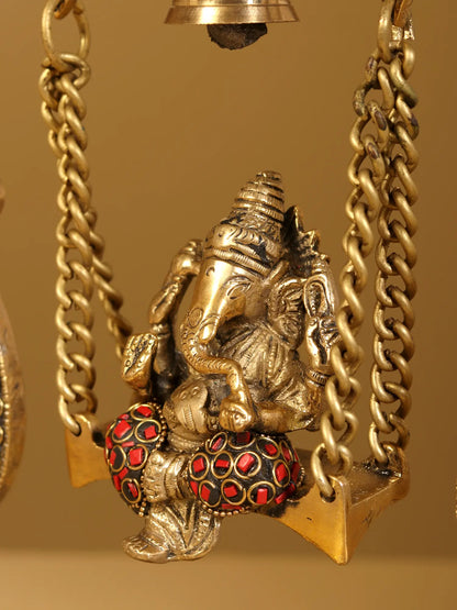 Brassaura™ Brass Lord Ganesha Jhula Idol | Height 14 Inches & Weight 2.69 kgs