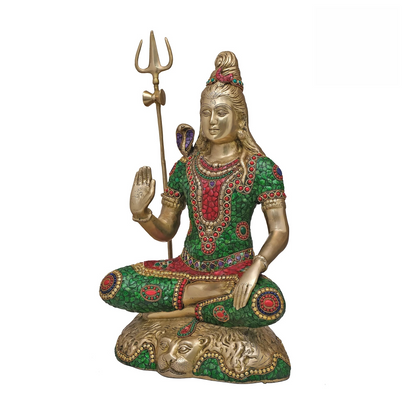 Brassaura® Brass Lord Shiva with Trishul Statue | Height 21.5 Inches