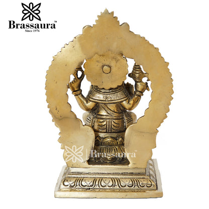 Brassaura™ Brass Ganesha Idol for Home and Decor | Weight 1.8 Kgs | Height 7 Inches