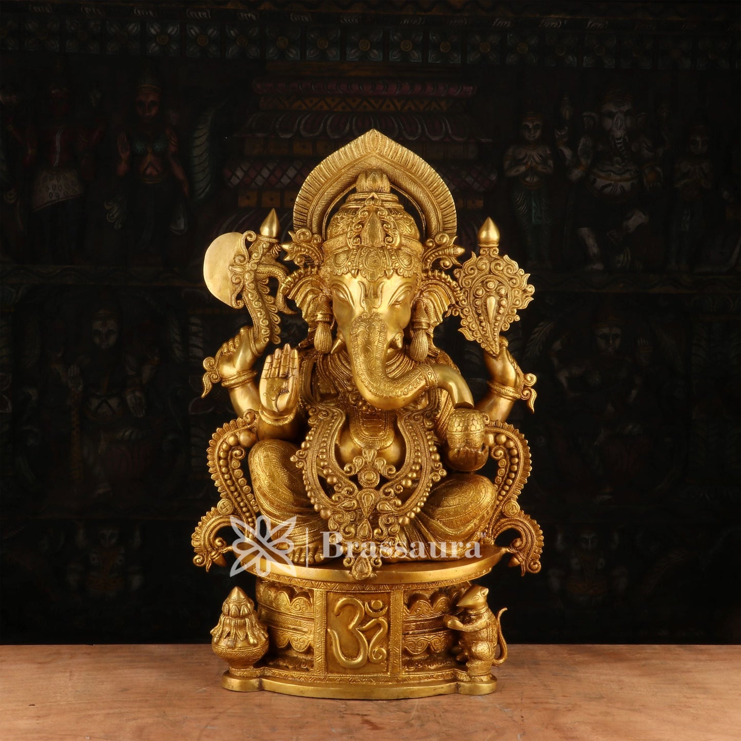 Brassaura™ Brass Jewellery Ganesha Idol for Home and Decor | Weight 29.5 Kgs | Height 23 Inches