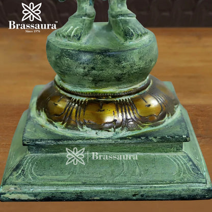 Brassaura™ Brass Brahma Dev Idol – Height 15 Inches & Weight 22.53 Kgs | Traditional Handcrafted Sculpture for Pooja Space