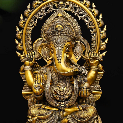 ब्रासोरा® वृंदावन वेणुगोपाल कृष्ण पीतल की प्रतिमा मोर के साथ | एंटीक नीला और सुनहरा रंग | ऊँचाई 20 इंच
