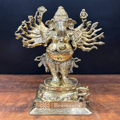 Brassaura™ Brass Standing Ganesha Statue for Home and Decor | Weight 18 Kgs | Height 24 Inches