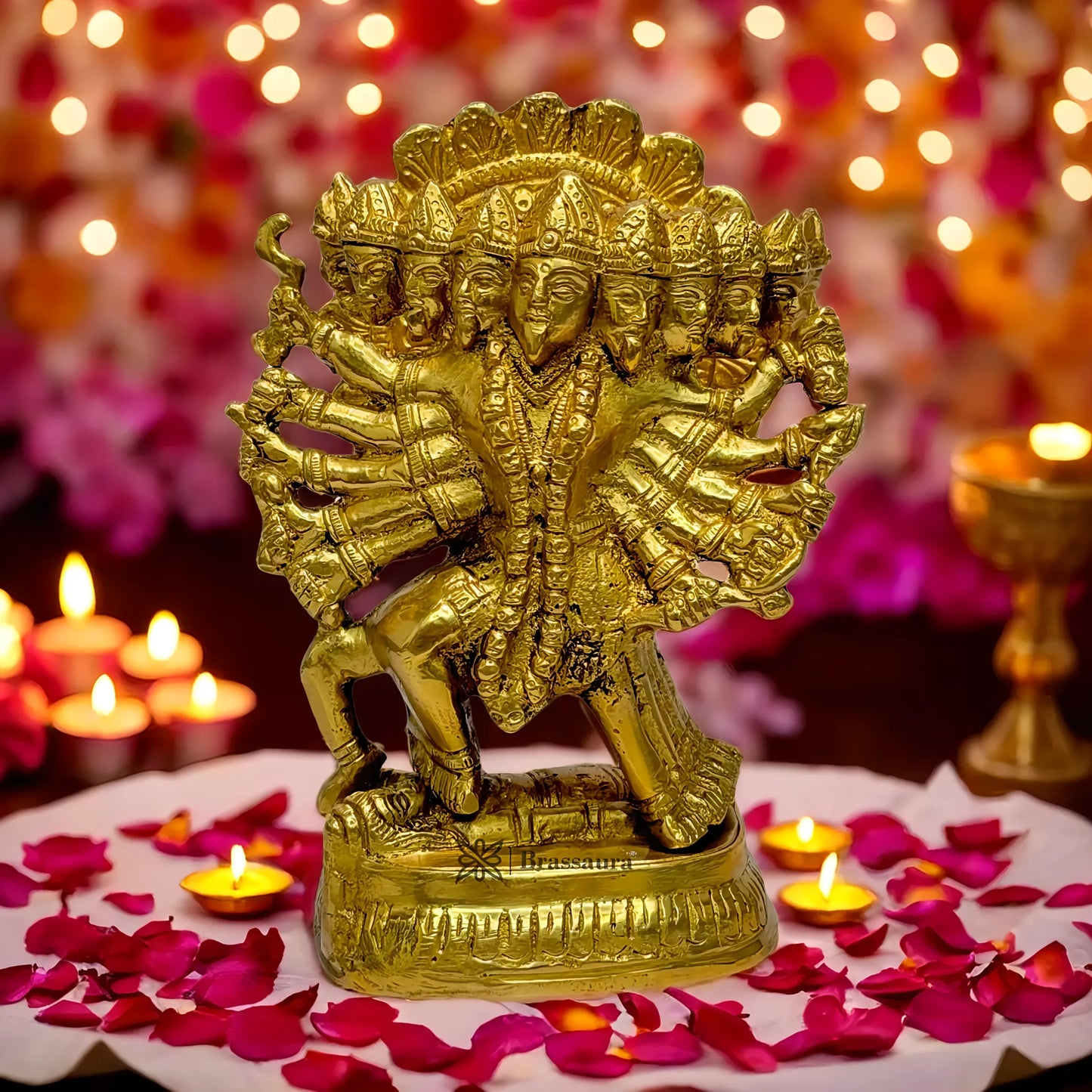 Brassaura™ Brass Kali Maa Murti – Height 8 Inches & Weight 1.25 Kgs | Spiritual Hindu Idol
