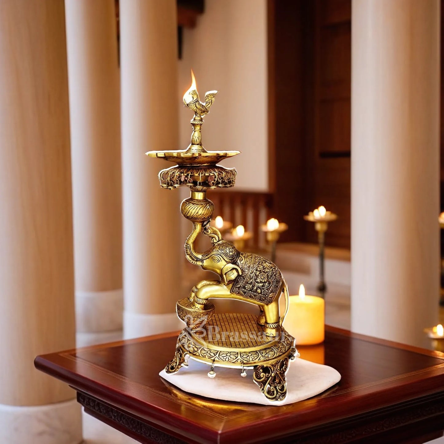 Brass Elephant Diya For Home Décor And Gift Items Weight 12.5 kg Height 24 Inch