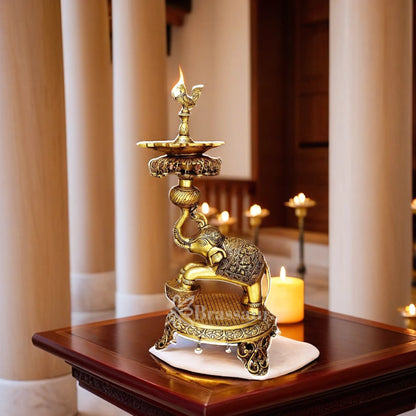 Brass Elephant Diya For Home Décor And Gift Items Weight 12.5 kg Height 24 Inch