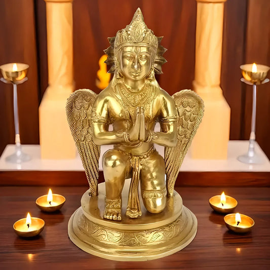 Brassaura® Brass Garuda Idol – Height 9.2 Inches & Weight 2.6 Kgs | Temple Room & Worship Accent