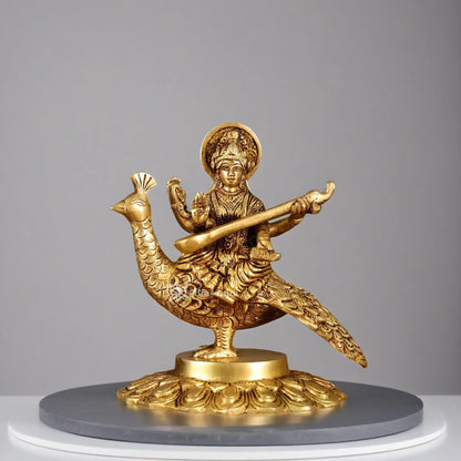 Brass Saraswati Idol for Home and Decor Height 6.5 Inches & Weight 2 Kgs