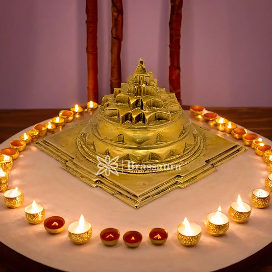 Brassaura™ Brass Shaligram Yantra – Height 3.2 Inches & Weight 1 Kgs | Temple & Pooja Décor