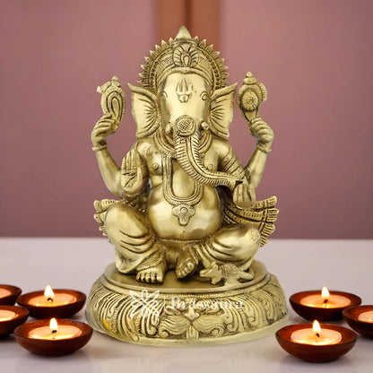 Brassaura™ Brass Ganesha Statue – “Harbinger of Joy” | Height 12 Inches & Weight 6 Kgs