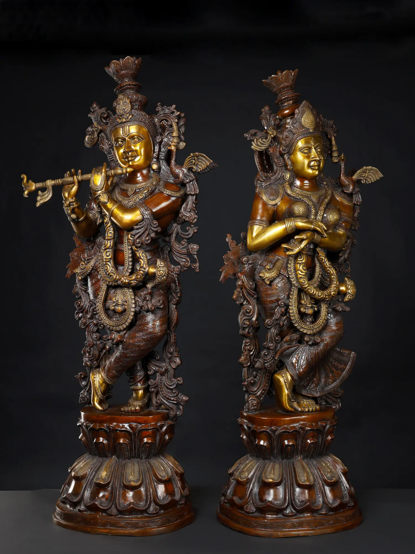 Brassaura® Brass Radha Krishna Statue | Height 47.05 Inches & Weight 110 kg