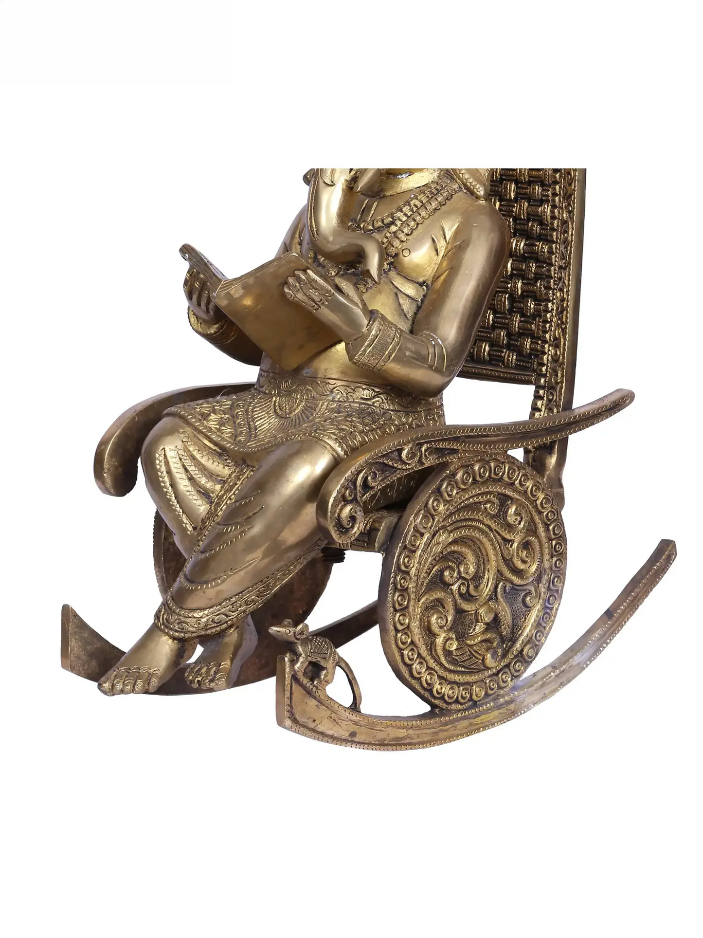 Brassaura™ Reclining Lord Ganesha Idol | Pure Brass with Intricate Detailing | Height 13 Inches & Weight 12.50 Kgs
