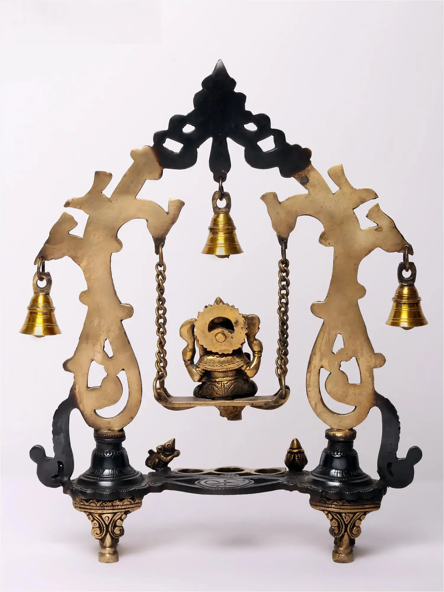 Brassaura™ Brass Lord Ganesha on Kirtimukha Swing with Dangling Bells | Height 14 Inches & Weight 2.82 kgs