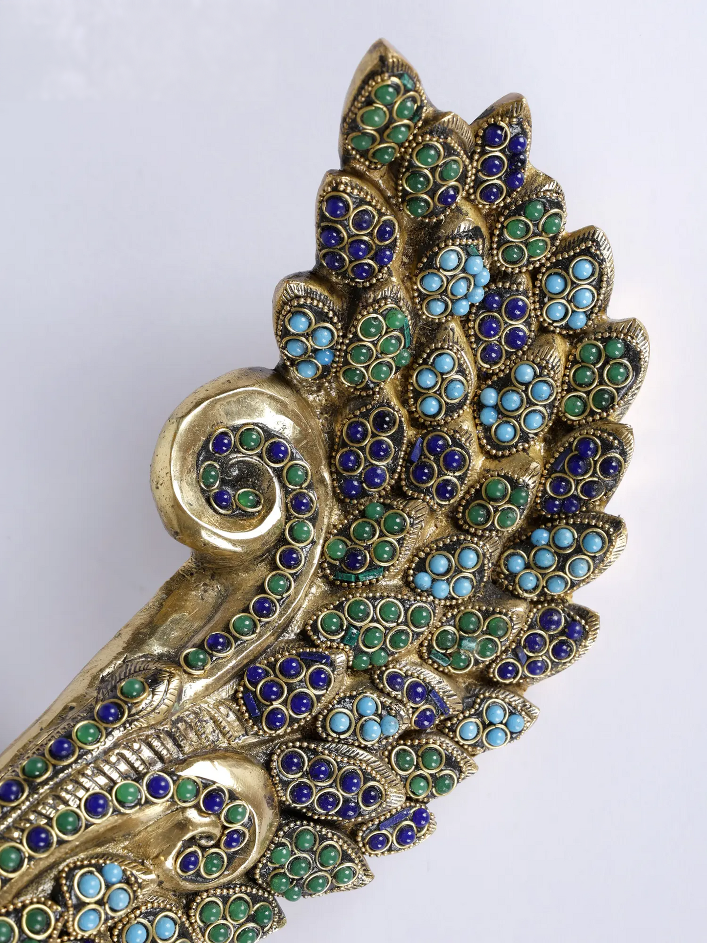 Brassaura® Brass Peacock Decorative Statue with Inlay Work | Pure Brass | Height 8.3 Inches & Weight 2.80 kgs