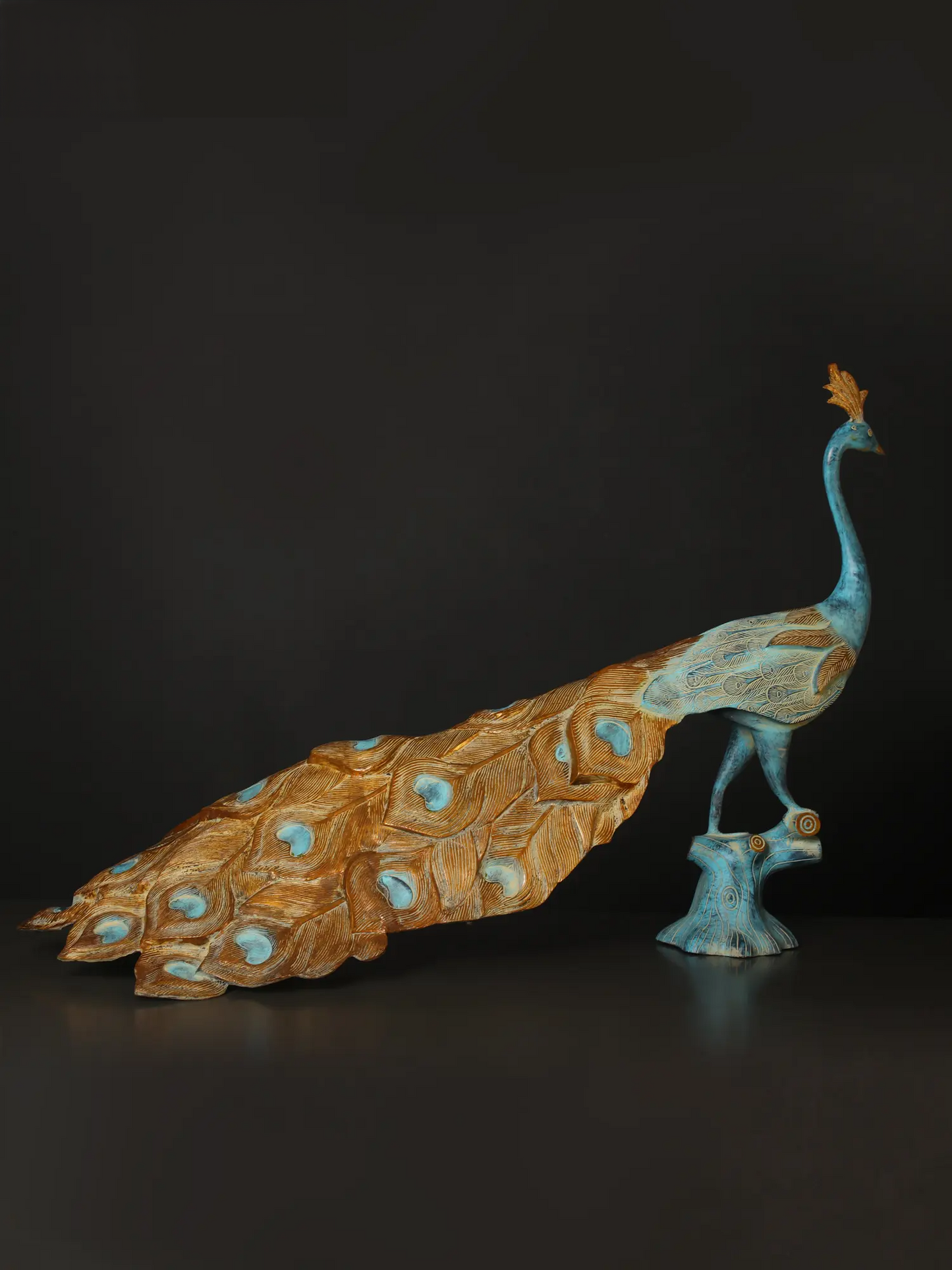 Brassaura® Decorative Brass Peacock Sculpture | Pure Brass | Height 25 Inches & Weight 23.50 kgs
