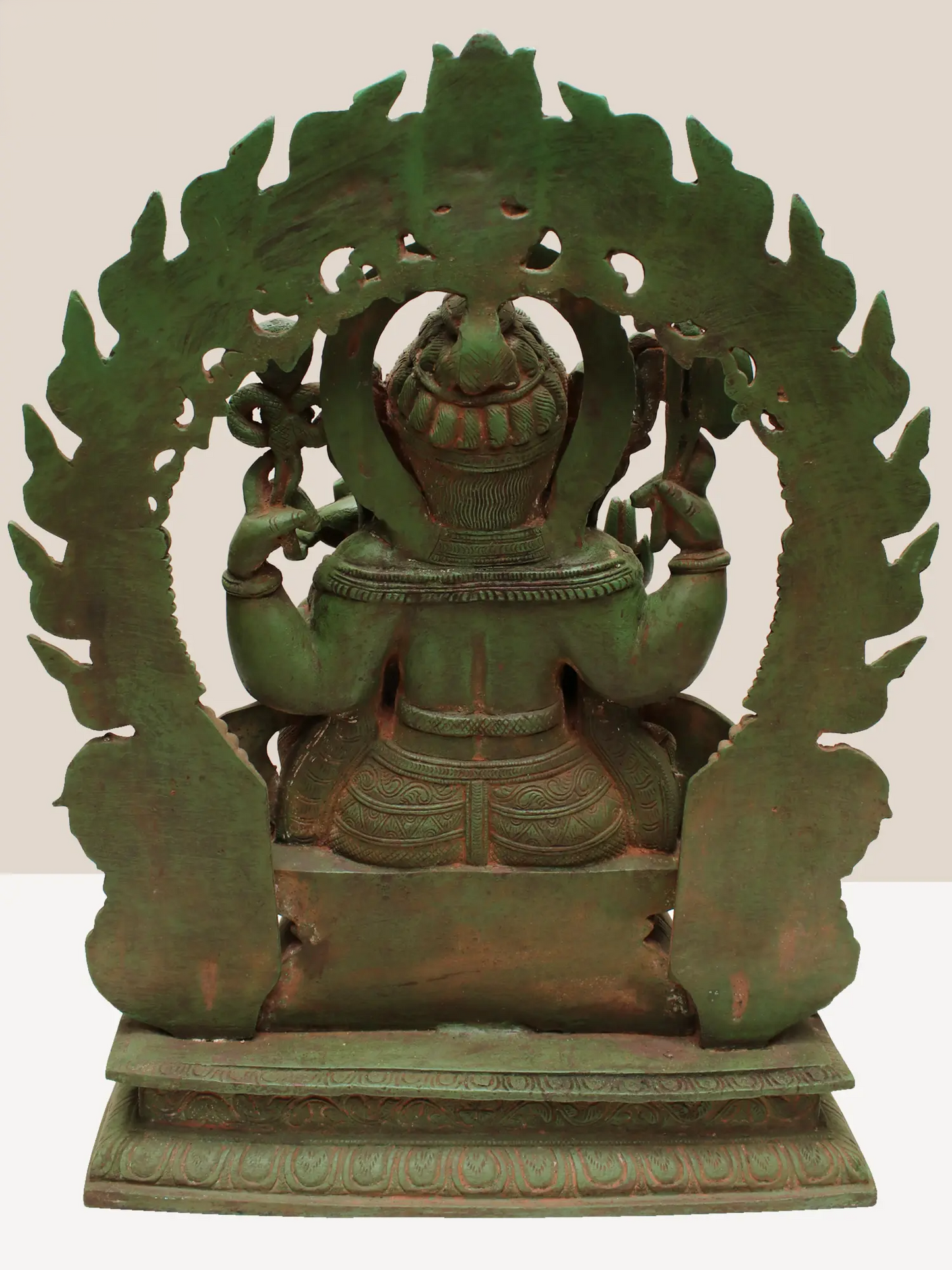 Brassaura™ Brass Sitting Lord Ganesha with Temple Arch | Height 18 Inches & Weight 16.95 kgs