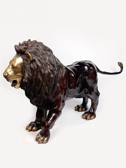 Brassaura® Majestic Lion Brass Sculpture | Pure Brass | Height 49 Inches & Weight 213.70 kgs