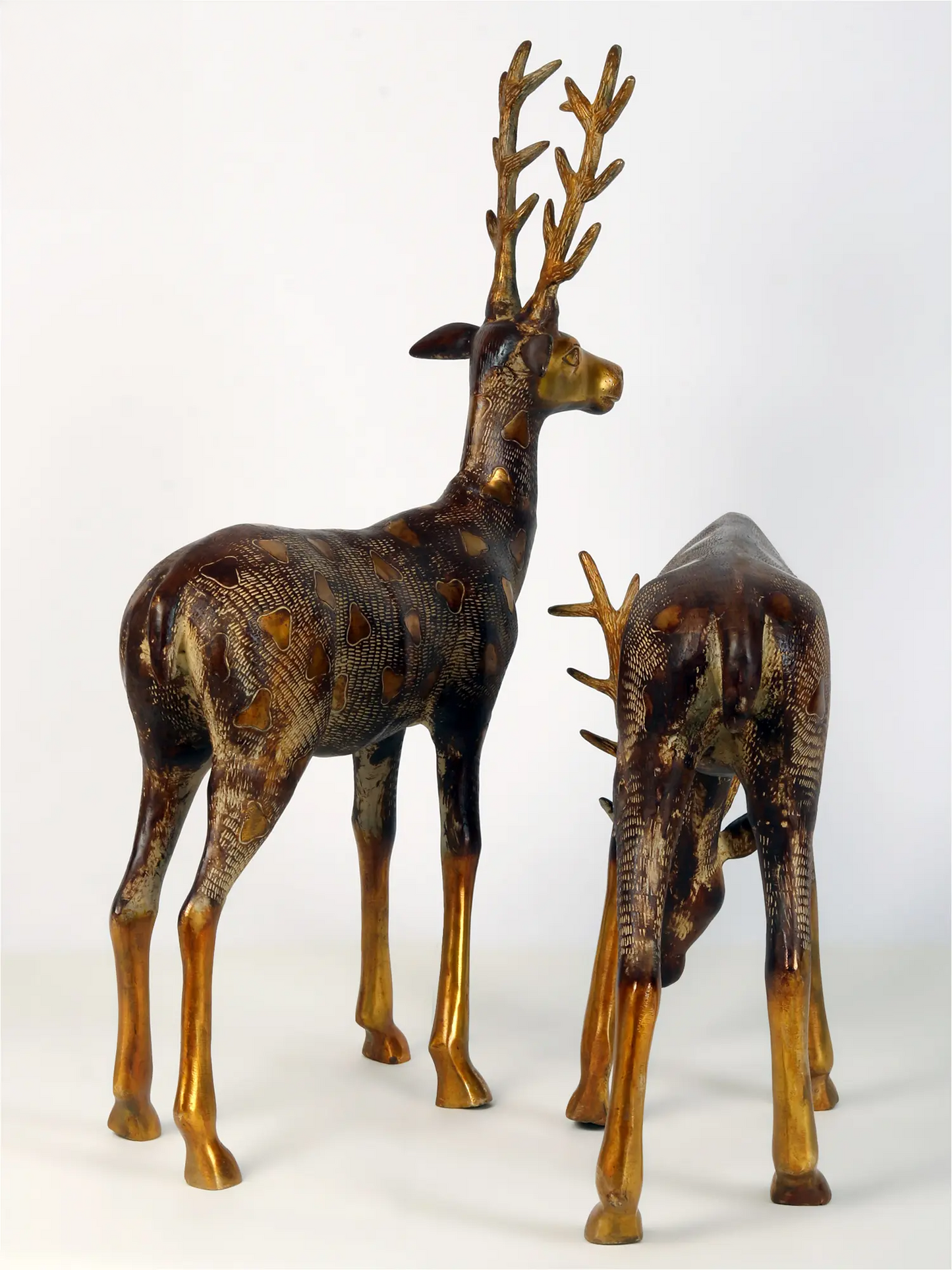 Brassaura® Pair of Deer Brass Sculptures | Pure Brass | Height 28 Inches & Weight 22.91 kgs
