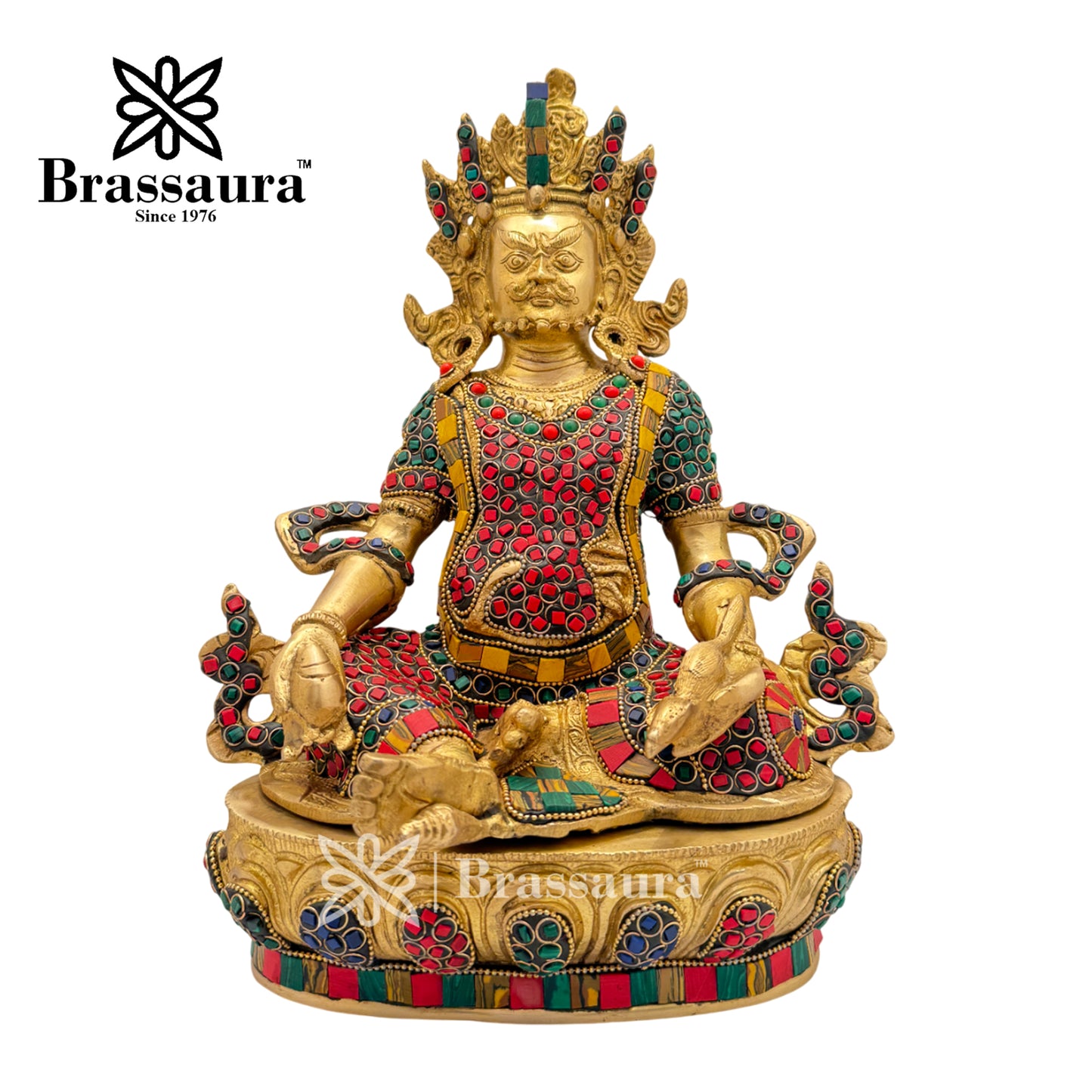 Brass Gem Stone Work Kuber Idol for Home and Decor Weight 5 Kg Height 31 cm