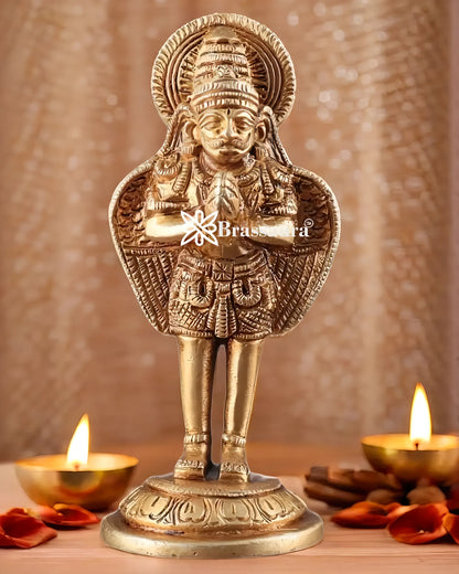 Handcrafted Brass Garuda Idol – Height 6 Inches, Weight 600 Grams