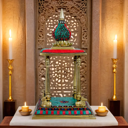 Brassaura™ Brass Temple Statue – Height 14.4 Inches & Weight 4.3 Kgs | Traditional Pooja Room Décorm