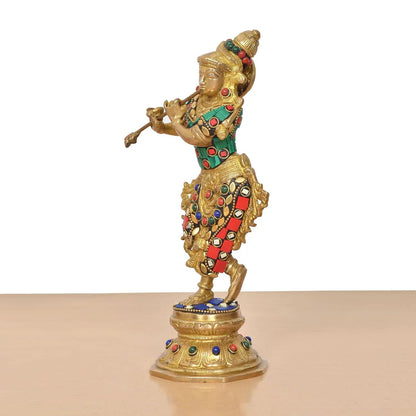 Brassaura® Brass Lord Krishna Statue | Height 9.5 Inches