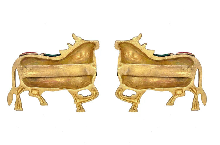 Brassaura® Brass Kamdhenu Cow Pair Wall Hanging | Height 4 Inches