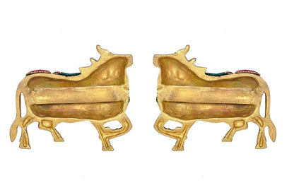 Brassaura® Brass Kamdhenu Cow Pair Wall Hanging | Height 4 Inches