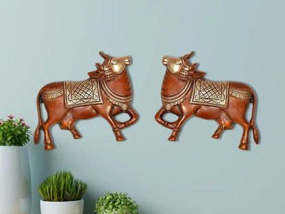 Brassaura® Brass Nandi Wall Hanging Pair | Height 4 Inches