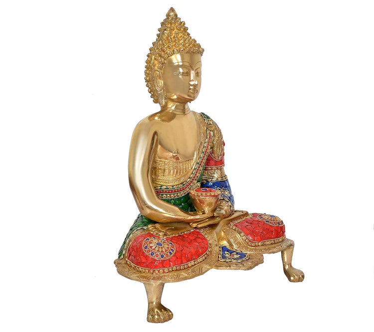 Brassaura® Brass Buddha Statue | Height 19.5 Inches