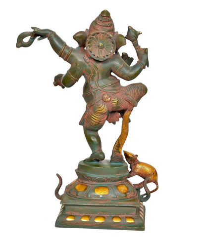 Brassaura® Brass Dancing Lord Ganesha Statue | Height 19 Inches