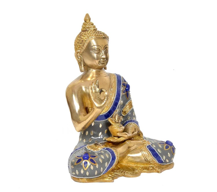 Brassaura® Brass Buddha Idol in Abhaya Mudra | Height 10 Inches